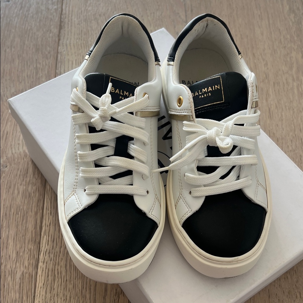 Balmain White and Black Sneakers